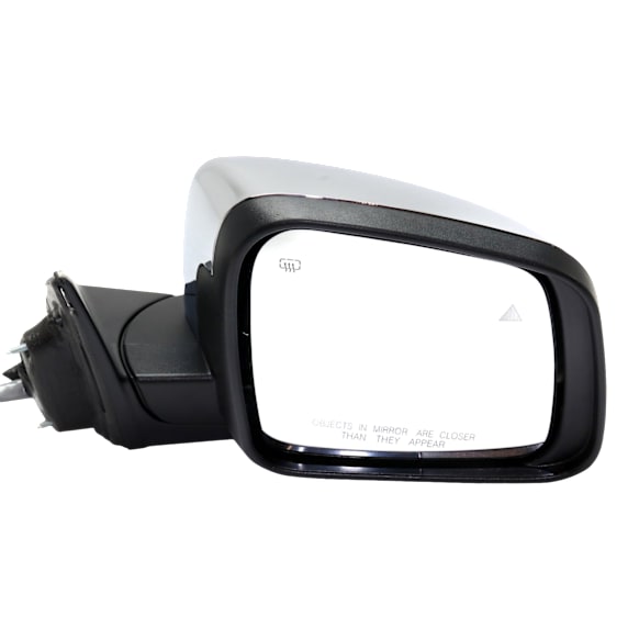 Passenger Side Mirror, Power Adjust, Heated, Power Folding, Chrome, In-housing Signal Light, With Memory, With Puddle Light, No Auto-Dimming, With Blind Spot Detection in Glass