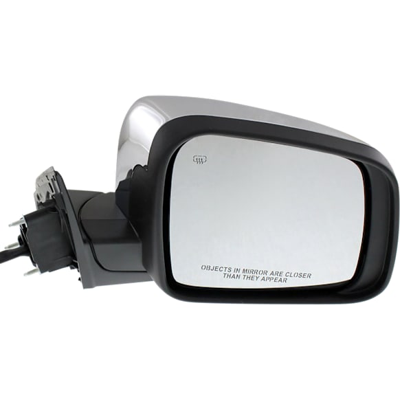 2011 Jeep Grand Cherokee - Passenger Side Mirror, Power Adjust, Heated, Chrome, Manual Folding, In-housing Signal Light, No Blind Spot Feature, With Memory, No Puddle Light, No Auto-Dimming