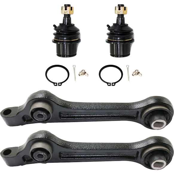 4-Piece Kit Front, Driver and Passenger Side, Lower, Rearward Control Arm Kit, RWD, Non-Adjustable Type, For Models Without Touring Suspension, includes (2) Ball Joint and (2) Control Arm