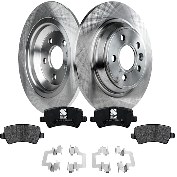 2015 Volvo V60 - 4-Piece Kit Rear Brake Disc and Pad Kit, Plain Surface, 5 Lugs, 302.01 mm, Organic, 3.0L 6Cyl, Pro-Line Series  Includes (2) Brake Disc and (1) Brake Pad Set