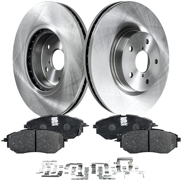 4-Piece Kit Front Brake Disc and Pad Kit, Plain Surface, 5 Lugs, Cast Iron, Organic Pad Material, Pro-Line Series