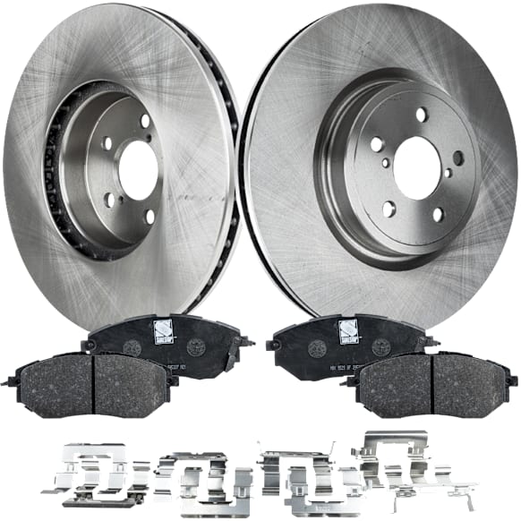 4-Piece Kit Front Brake Disc and Pad Kit, Plain Surface, 5 Lugs, Cast Iron, Organic Pad Material, Pro-Line Series