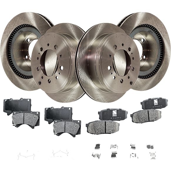 2018 Lexus LX570 - 4-Wheel Set Front and Rear Brake Disc and Pad Kit, Plain Surface, 5 Lugs, Front-354.08 mm/Rear-344.93 mm, Ceramic, 5.7L 8Cyl, Pro-Line Series  Includes (4) Disc and (2) Pad Set