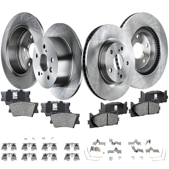2015 Lexus ES350 - 4-Wheel Set Front and Rear Brake Disc and Pad Kit, Plain Surface, 5 Lugs, Front-295.91 mm/Rear-280.92 mm, Ceramic, 3.5L 6Cyl, Pro-Line Series  Includes (4) Disc and (2) Pad Set