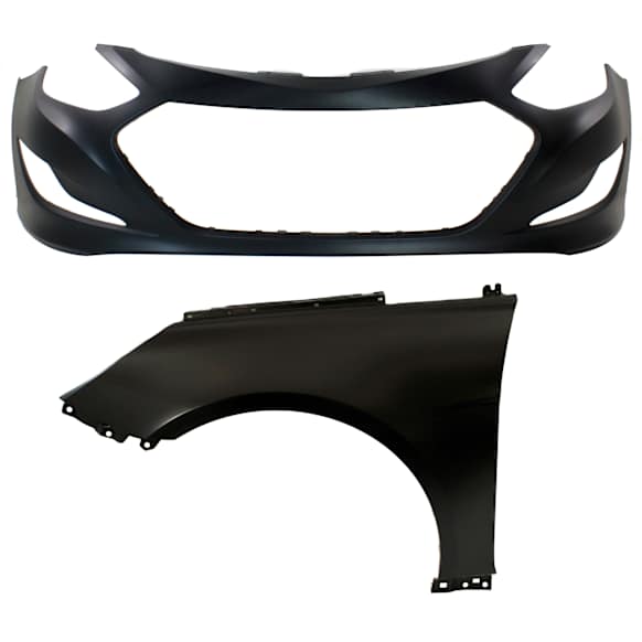 2011-2015 Hyundai Sonata - 2-Piece Kit, Front Primed Bumper Cover, Includes (1) Bumper Cover and (1) Fender