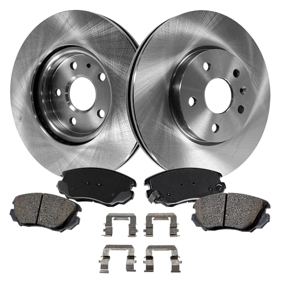 2017 GMC Terrain Denali - 2-Wheel Set Front Brake Disc and Pad Kit, Plain Surface, 5 Lugs, 321.06 mm, Ceramic, 2.4L 4Cyl, Pro-Line Series  Includes (2) Disc and (1) Pad Set