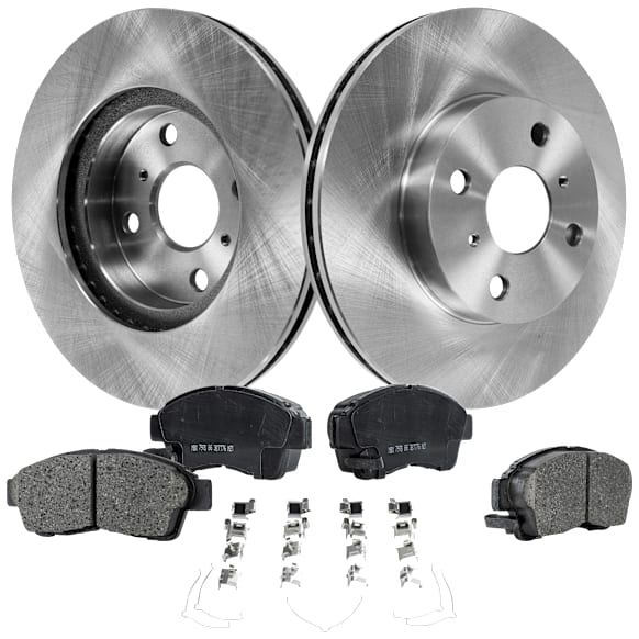 1996 Toyota Corolla - 4-Piece Kit Front Brake Disc and Pad Kit, Plain Surface, 4 Lugs, 255.02 mm, Ceramic, 1.6L 4Cyl, Pro-Line Series  Includes (2) Brake Disc and (1) Brake Pad Set