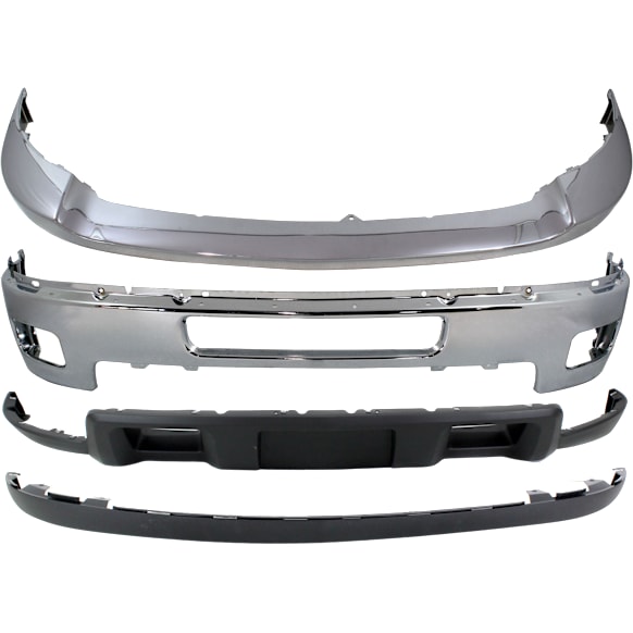 2014 Chevrolet Silverado 2500 HD - 4-Piece Kit Front Bumper, Chrome,  Includes (1) Bumper, (1) Bumper Trim, and (2) Valance