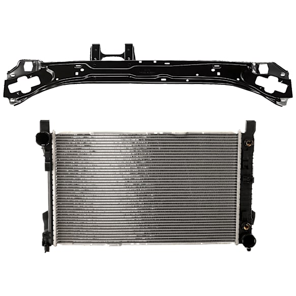 2001-2005 Mercedes Benz C240 - 2-Piece Kit Radiator, 4 Cyl 1.8L, includes (1) Radiator and (1) Radiator Support