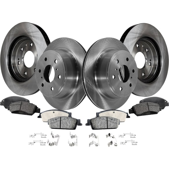 2008 Chevrolet Tahoe LT 8 Cyl 5.3L - 4-Wheel Set Front and Rear Brake Disc and Pad Kit, Plain Surface, 6 Lugs, Front-329.95 mm/Rear-344.93 mm, Ceramic, 4.8L 8Cyl, Pro-Line Series  Includes (4) Disc and (2) Pad Set