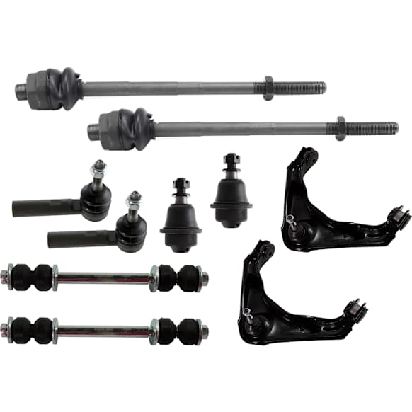 10-Piece Kit Front, Driver and Passenger Side, Upper Control Arm Kit, Includes (2) Ball Joint, (2) Control Arm, (2) Sway Bar Link, and (4) Tie Rod End