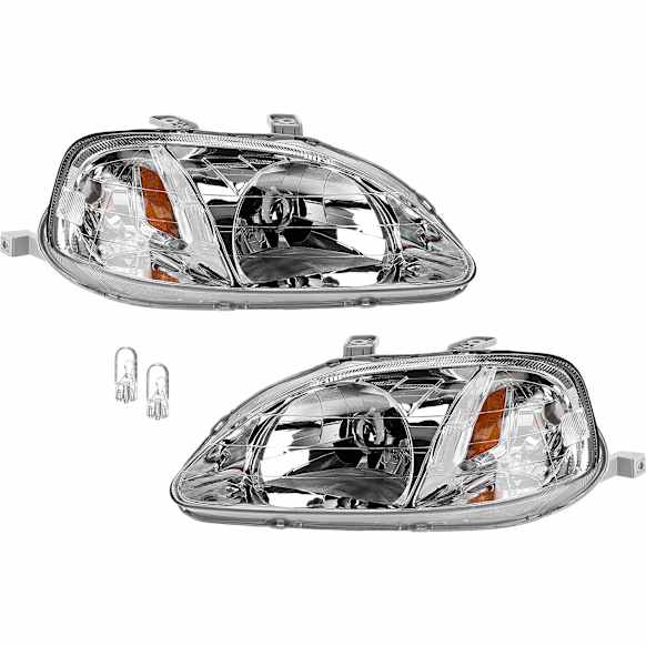 4-Piece Kit Driver and Passenger Side Incandescent Headlight, Includes (2) Headlight and (2) Light Bulb