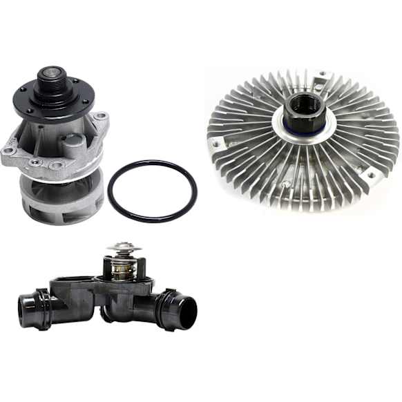 2001-2003 BMW 530i - 3-Piece Kit Water Pump, With Gasket, includes Fan Clutch, and Thermostat Housing