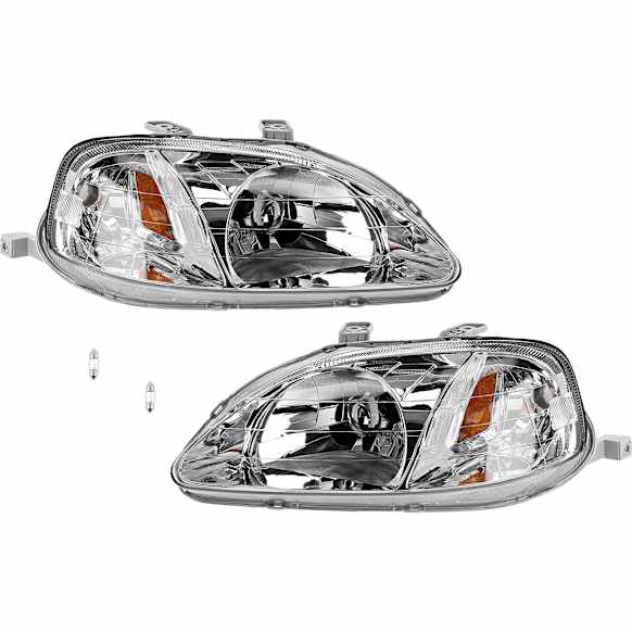4-Piece Kit Driver and Passenger Side Incandescent Headlight, Includes (1) Headlight and (1) Light Bulb