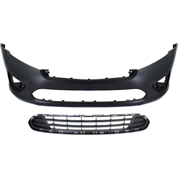2010 Ford Fusion Sport - 2-Piece Kit Front Primed Bumper Cover, CAPA Certified  Includes (1) Bumper Cover and (1) Bumper Grille