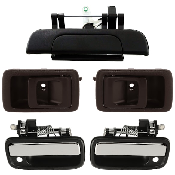 2002 Toyota Tacoma Pre Runner - 5-Piece Kit Front, Driver and Passenger Side Chrome Lever with Black Bezel Exterior Door Handle, With Key Hole, 2-Door, Standard Cab Pickup,  Includes (2) Exterior Door Handle, (2) Interior Door Handle, and (1) Tailgate Handle