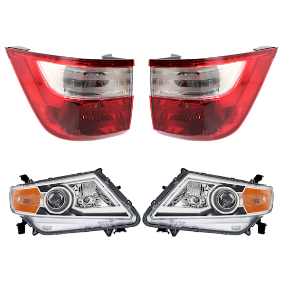 4-Piece Kit Driver and Passenger Side Headlight, Includes (2) Headlight and (2) Tail Light