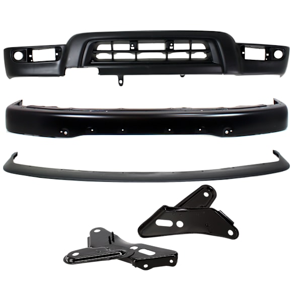1999 Toyota 4Runner - 5-Piece Kit Front Bumper,  For Models With Sport Package and Fender Flare Holes, Painted Black, Sport Utility,  Includes (1) Bumper, (2) Bumper Bracket, (1) Bumper Trim, and (1) Valance