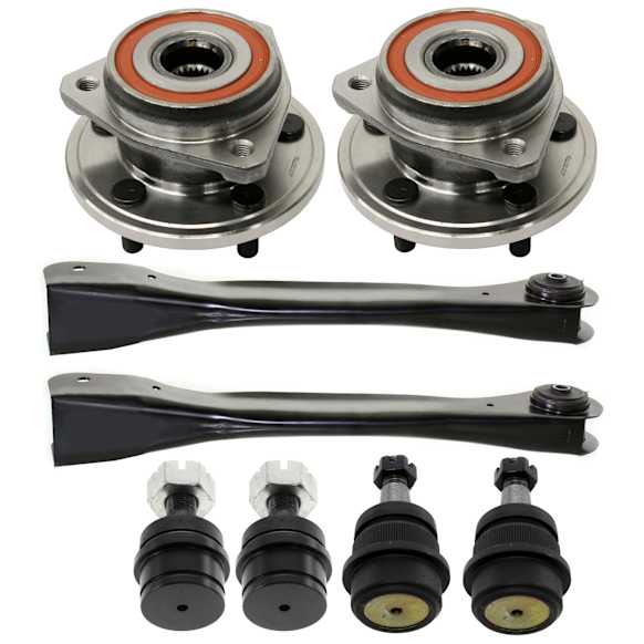 8-Piece Kit Front, Driver and Passenger Side, Upper Control Arm with Ball Joints and Wheel Hubs, Four Wheel Drive