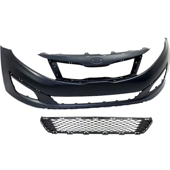 2015 Kia Optima LX - 2-Piece Kit Front Primed Bumper Cover,  Includes (1) Bumper Cover and (1) Bumper Grille