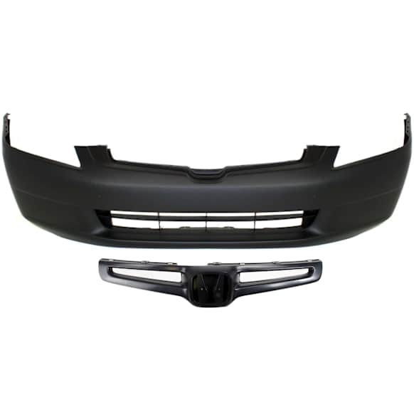 2005 Honda Accord - 2-Piece Kit Front Primed Bumper Cover, Sedan,  Includes (1) Bumper Cover and (1) Grille