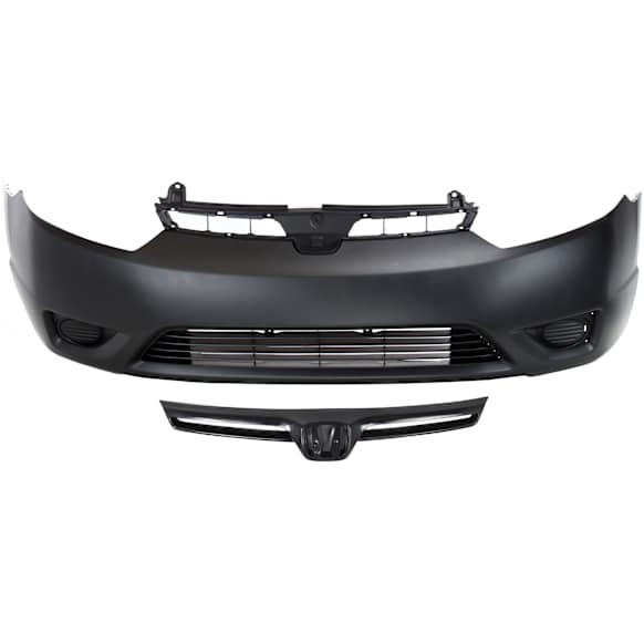 2008 Honda Civic - 2-Piece Kit Front Primed Bumper Cover, Coupe,  Includes (1) Bumper Cover and (1) Grille