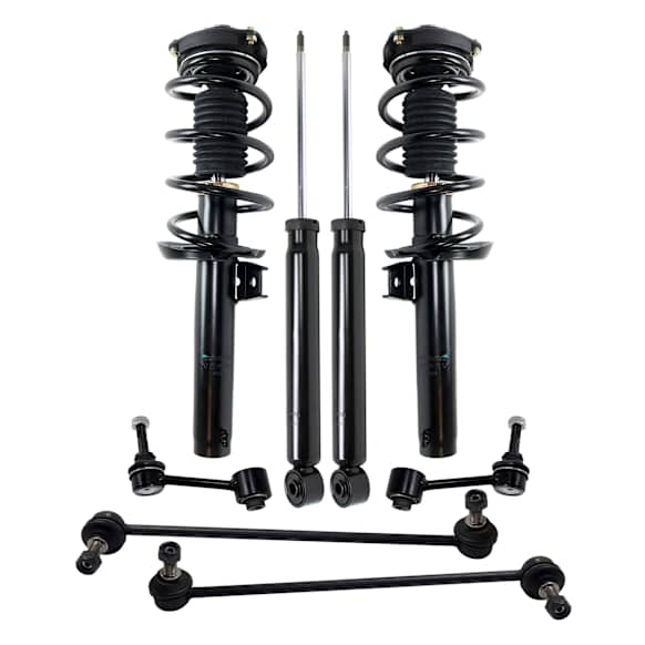 2014 Volkswagen Jetta - 8-Piece Kit Front and Rear, Driver and Passenger Side Suspension Kit, Sedan, with 55 (mm) Outside Suspension Strut Housing Diameter, Generation 5,  Includes (2) Fully Loaded Strut, (2) Shock, and (4) Sway Bar Link