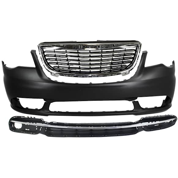 2016 Chrysler Town & Country Touring L - 3-Piece Kit Grille, Chrome Shell with Textured Black Insert,  Includes (1) Bumper Cover, (1) Bumper Grille, and (1) Grille