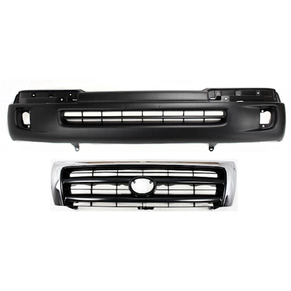 1998-2000 Toyota Tacoma - 2-Piece Kit, Front Primed Bumper Cover, Includes (1) Bumper Cover and (1) Grille