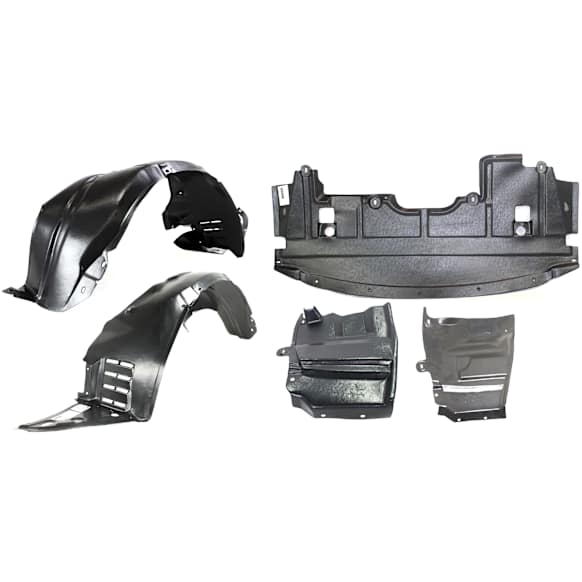 2007-2009 Nissan Altima - 5-Piece Kit, Front, Driver and Passenger Side Fender Liner, Includes (3) Engine Splash Shield and (2) Fender Liner
