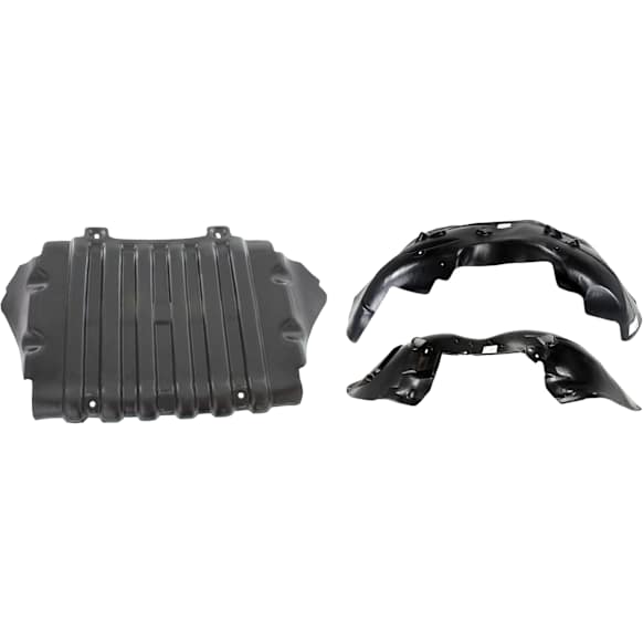 3-Piece Kit, Front, Driver and Passenger Side Fender Liner, Lower, For Models Without Luxury Package, Includes (1) Engine Splash Shield and (2) Fender Liner