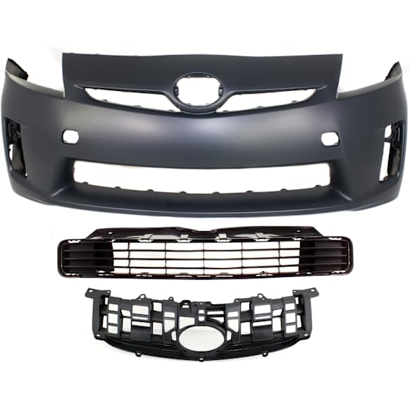 2010 Toyota Prius - 3-Piece Kit Front Primed Bumper Cover,  Includes (1) Bumper Cover, (1) Bumper Grille, and (1) Grille