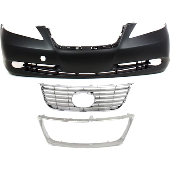 2007-2009 Lexus ES350 - 3-Piece Kit, Front Primed Bumper Cover, Includes (1) Bumper Cover, (1) Grille, and (1) Grille Shell