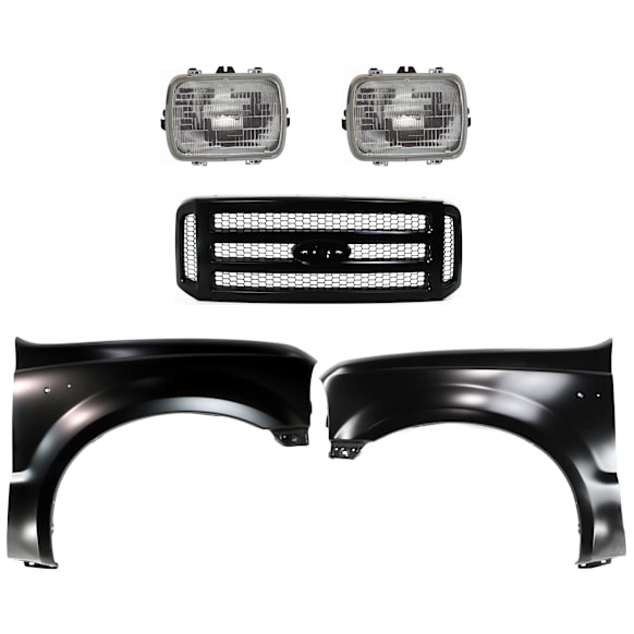 2006 Ford F-250 Super Duty - 5-Piece Kit Front, Driver and Passenger Side Fender,  Includes (2) Fender, (1) Grille, and (2) Headlight