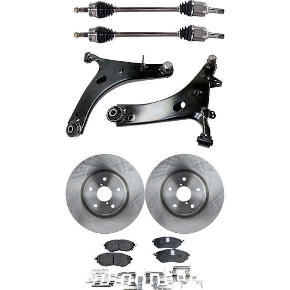 8-Piece Kit Front Axle Assembly, AWD, includes Brake Discs, Brake Pad Sets, and Control Arms