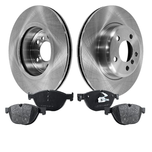 2012-2013 BMW 528i - 2-Wheel Set Front Brake Disc and Pad Kit, Plain Surface, 5 Lugs, Organic, Pro-Line Series