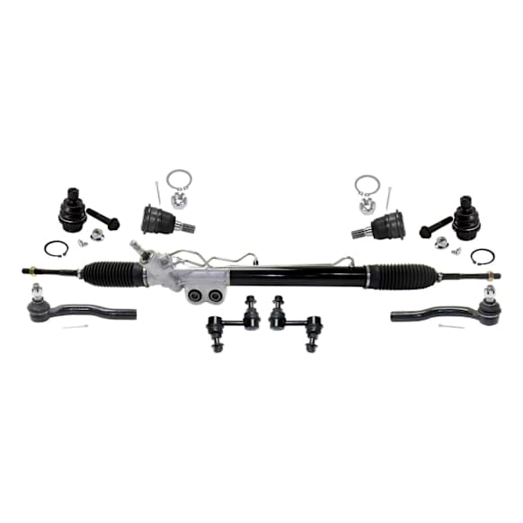 9-Piece Kit Front, Driver and Passenger Side Suspension Includes Ball Joints, Steering Rack, Sway Bar Links, and Tie Rod Ends