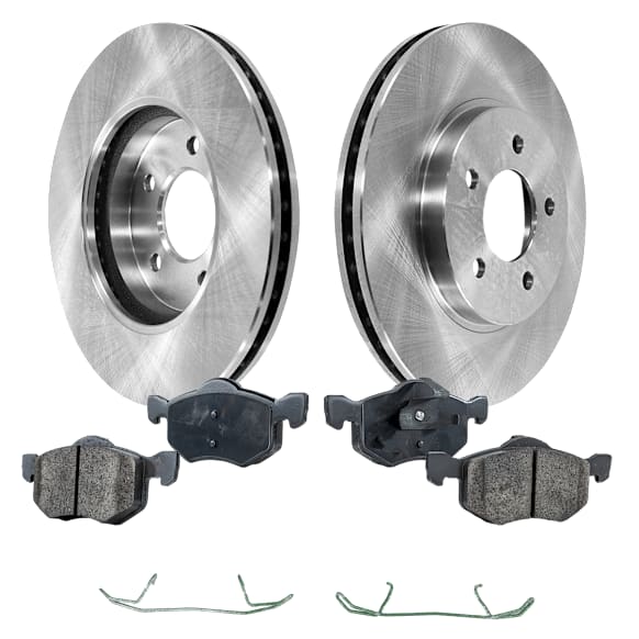 2-Wheel Set Front, Driver or Passenger Side Brake Disc and Pad Kit, Plain Surface, 5 Lugs, Ceramic, Pro-Line Series