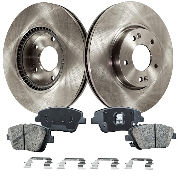 2014 Hyundai Sonata - 2-Wheel Set Front Brake Disc and Pad Kit, Plain Surface, 5 Lugs, 299.97 mm, Ceramic, GAS, 2.0L 4Cyl, Pro-Line Series  Includes (2) Disc and (1) Pad Set