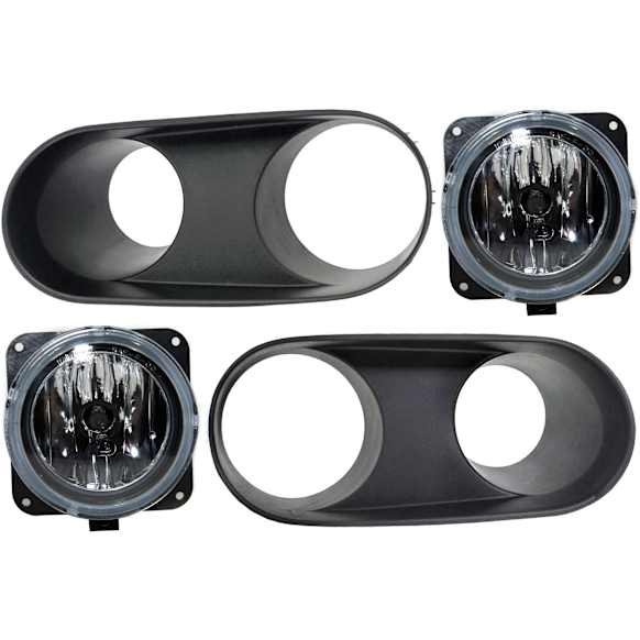 2004 Ford Mustang SVT Cobra - 4-Piece Kit Front, Driver and Passenger Side Halogen Fog Light, With bulb(s), OE Replacement  Includes (2) Fog Light and (2) Fog Light Trim