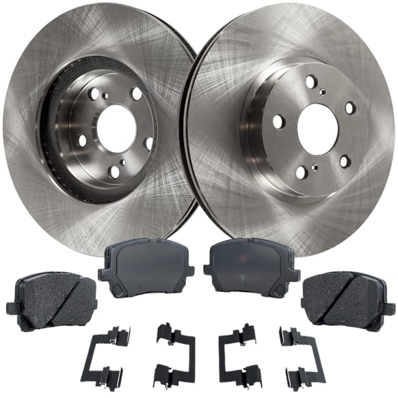 2006 Toyota Corolla S - 4-Piece Kit Front Brake Disc and Pad Kit, Plain Surface, 5 Lugs, 275.08 mm, Ceramic, 1.8L 4Cyl, Pro-Line Series  Includes (2) Brake Disc and (1) Brake Pad Set