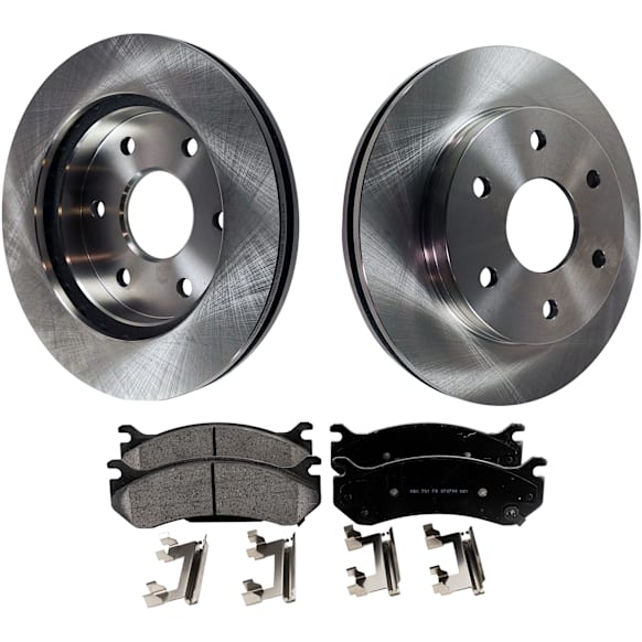 2002 Chevrolet Suburban 1500 - 4-Piece Kit Front Brake Disc and Pad Kit, Plain Surface, 6 Lugs, 305.05 mm, Ceramic, 5.3L 8Cyl, Pro-Line Series  Includes (2) Brake Disc and (1) Brake Pad Set