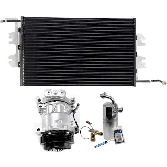 2000 GMC Savana 2500 - 3-Piece Kit A/C Compressor Kit, 5.7L 8Cyl, 4.33in Diameter, 6 Groove, Acum/Drier 1411644, Front Exp Valve 3411243, HT6, Hose On Top, O-Ring Seal Kit 1321274, PAG 46 Oil, Rear Exp Valve 341144, With Rear Air Conditioning, with 2 O'Clock Coil