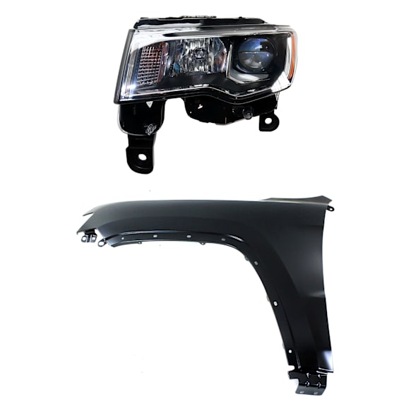 2017 Jeep Grand Cherokee - 2-Piece Kit Front, Driver Side Fender, CAPA Certified  Includes (1) Fender and (1) Headlight