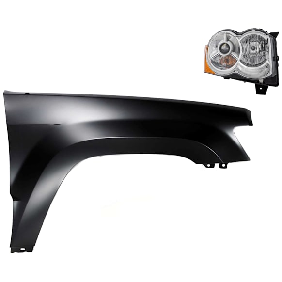 2-Piece Kit Passenger Side HID/Xenon Headlight, Without bulb(s), SRT Option Group 2, OE Replacement, Includes (1) Fender and (1) Headlight