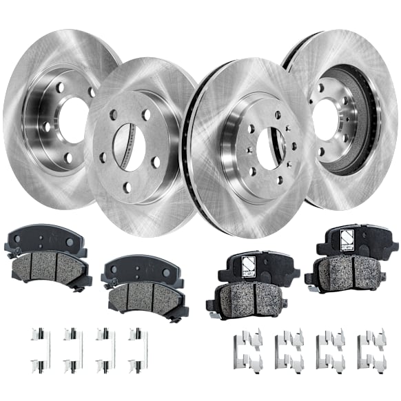 2011-2013 Chevrolet Impala - 4-Wheel Set Front and Rear Brake Disc and Pad Kit, Plain Surface, 5 Lugs, Ceramic, Cast Iron, Pro-Line Series