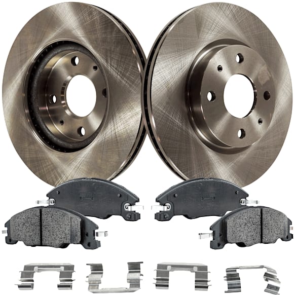 2010 Ford Focus - 2-Wheel Set Front Brake Disc and Pad Kit, Plain Surface, 4 Lugs, 275.34 mm, Ceramic, 2.0L 4Cyl, Pro-Line Series  Includes (2) Disc and (1) Pad Set