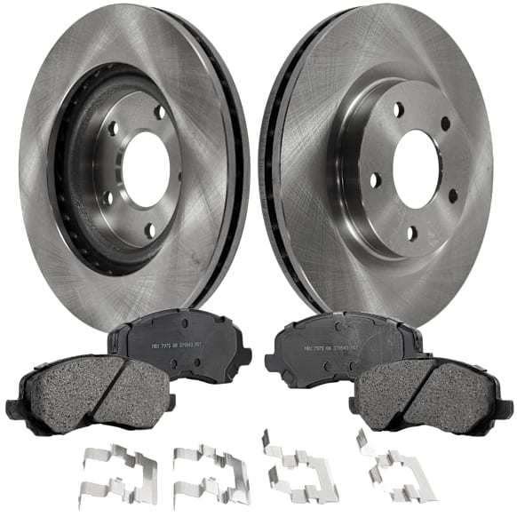 2-Wheel Set Front Brake Disc and Pad Kit, Plain Surface, 5 Lugs, Ceramic, Includes Shims and hardware, Pro-Line Series