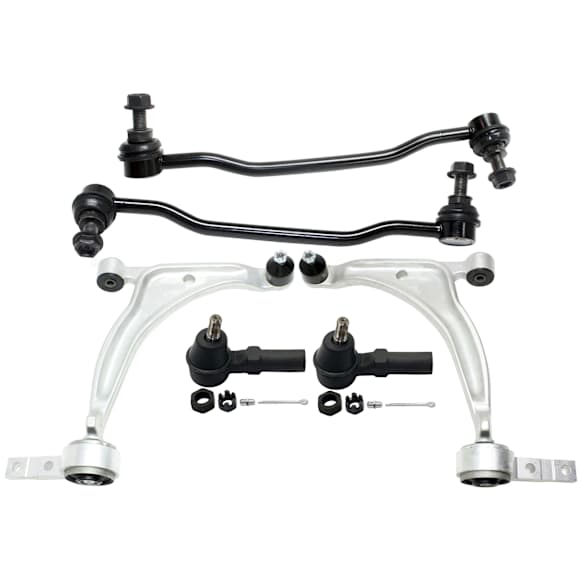6-Piece Kit Front, Driver and Passenger Side, Lower Control Arm Kit, Includes (2) Control Arm, (2) Sway Bar Link, and (2) Tie Rod End
