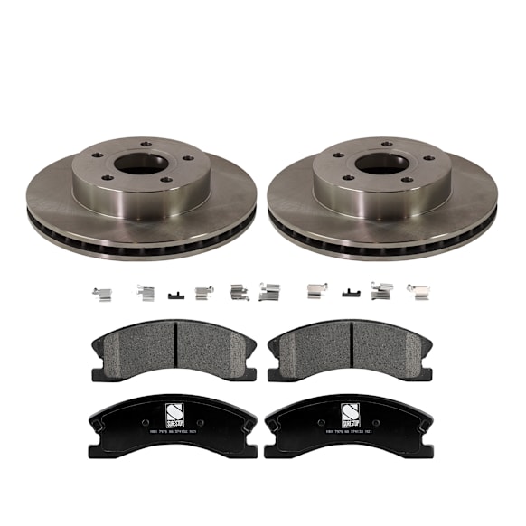 2-Wheel Set Front Brake Disc and Pad Kit, Plain Surface, 5 Lugs, Ceramic, Cast Iron, Pro-Line Series